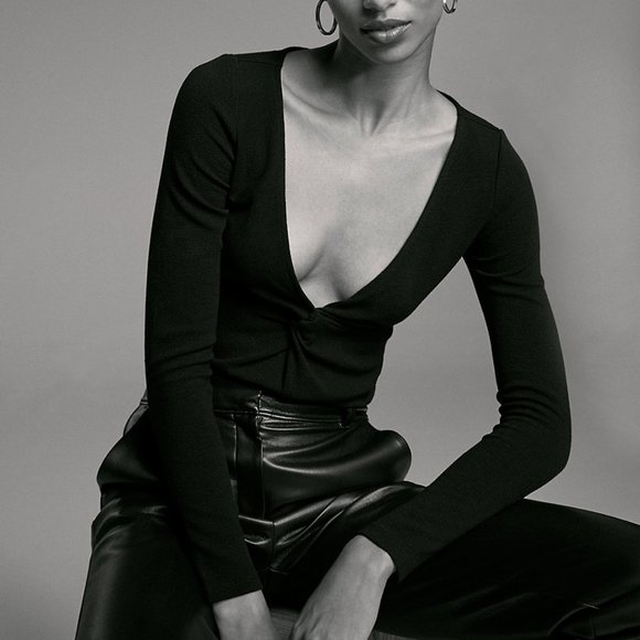 Aritzia Babaton Plunge Longsleeve V-neck - Picture 6 of 13